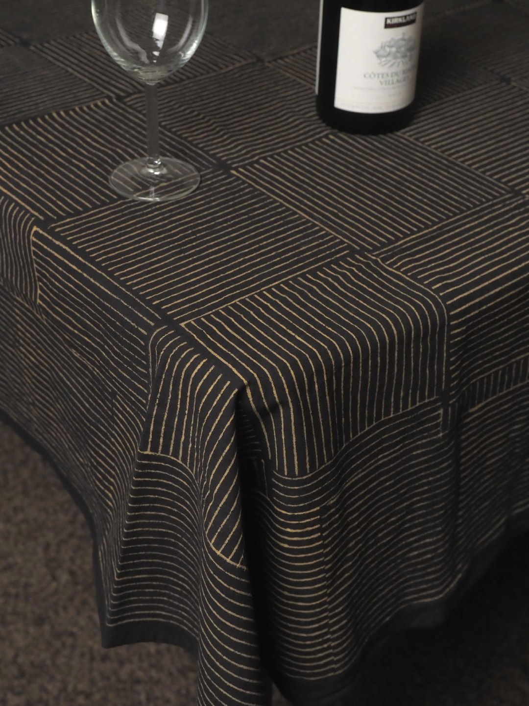インド 木版染め(ブロックプリント) テーブルクロス - アジアの布専門店ウィージャ